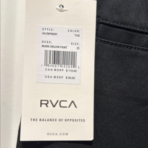 NWT RVCA Black Embroidered Pants size 25. RARE. Anthro Colab - Picture 9 of 9